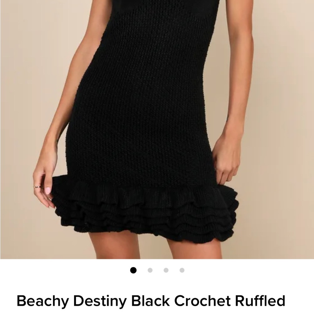 Black Crochet Ruffled Dress